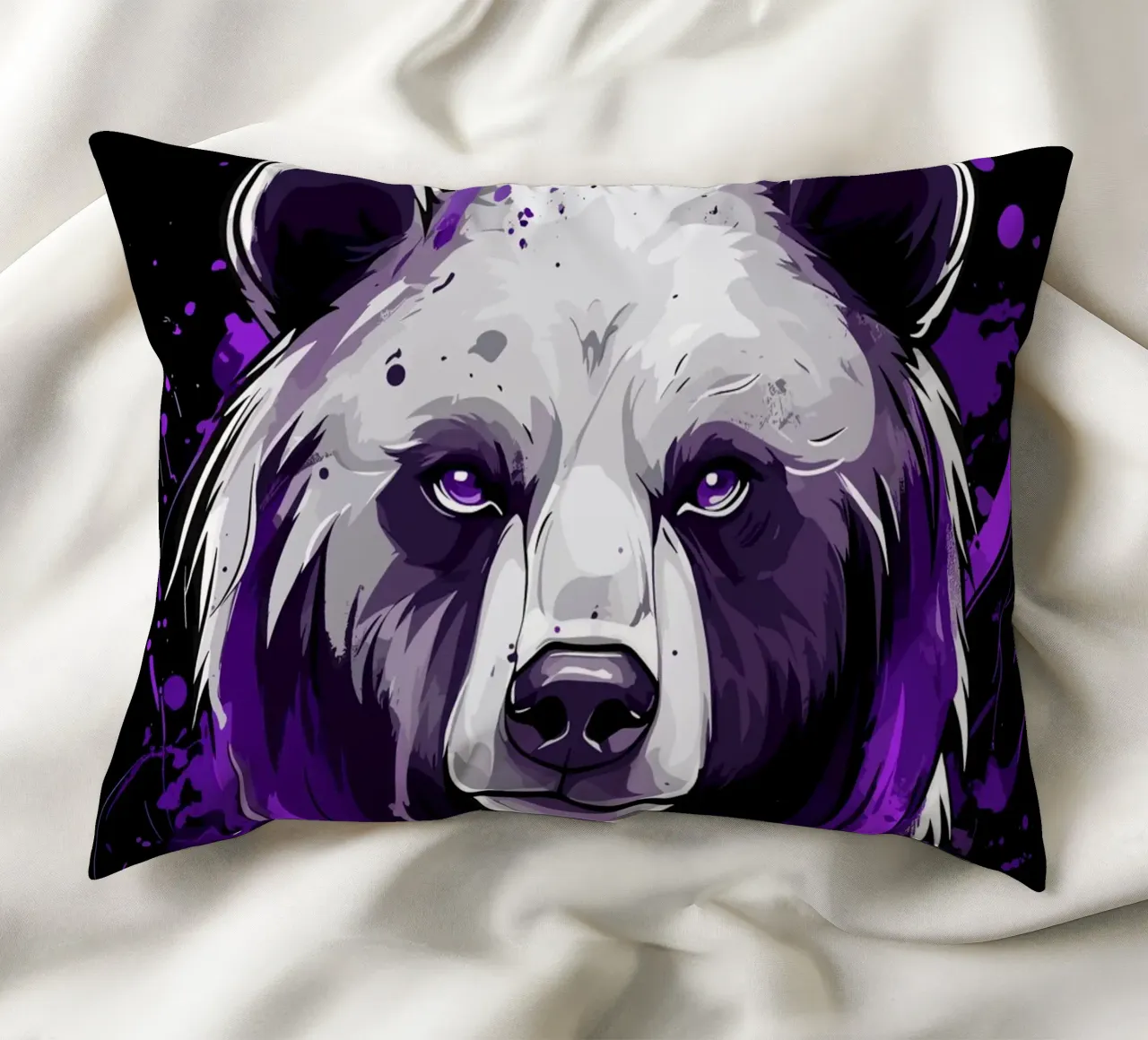 Testa di orso espressiva in stile graffiti cuscino da pixelbull - medieval art and more