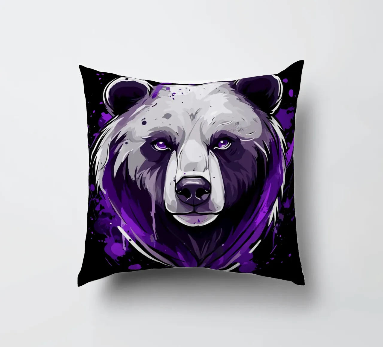 Testa di orso espressiva in stile graffiti cuscino da pixelbull - medieval art and more