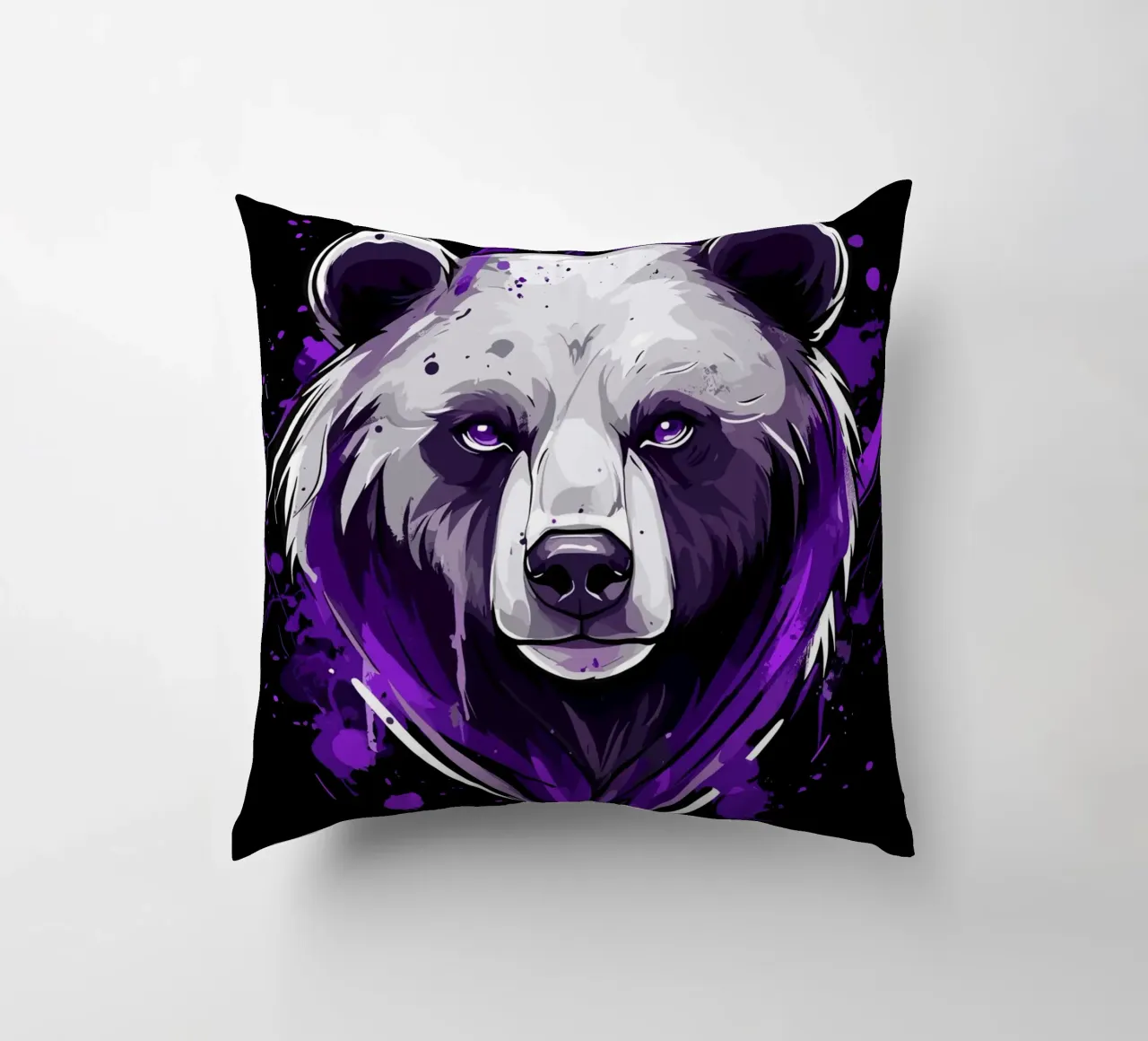 Testa di orso espressiva in stile graffiti cuscino da pixelbull - medieval art and more