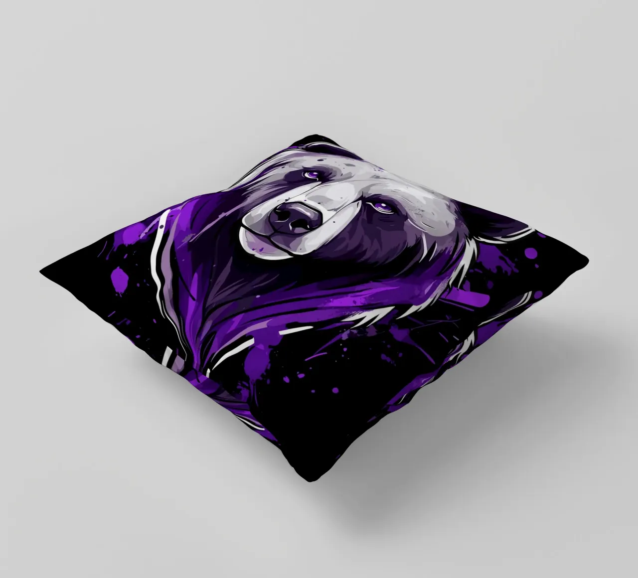 Testa di orso espressiva in stile graffiti cuscino da pixelbull - medieval art and more