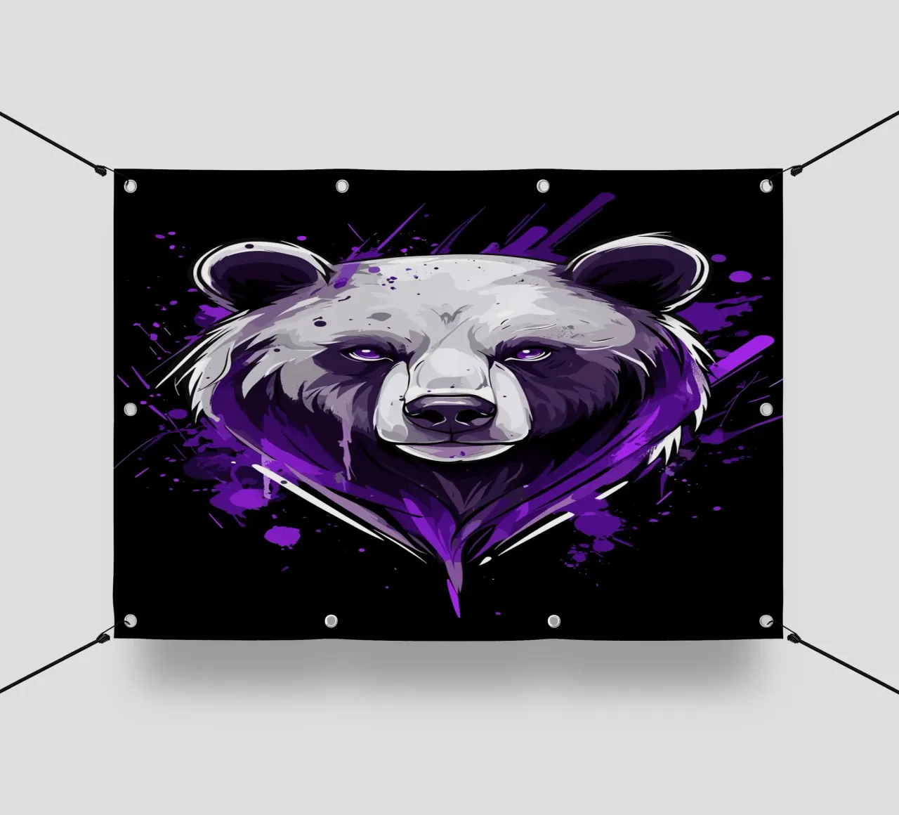 Testa di orso espressiva in stile graffiti telo in pvc da pixelbull - medieval art and more