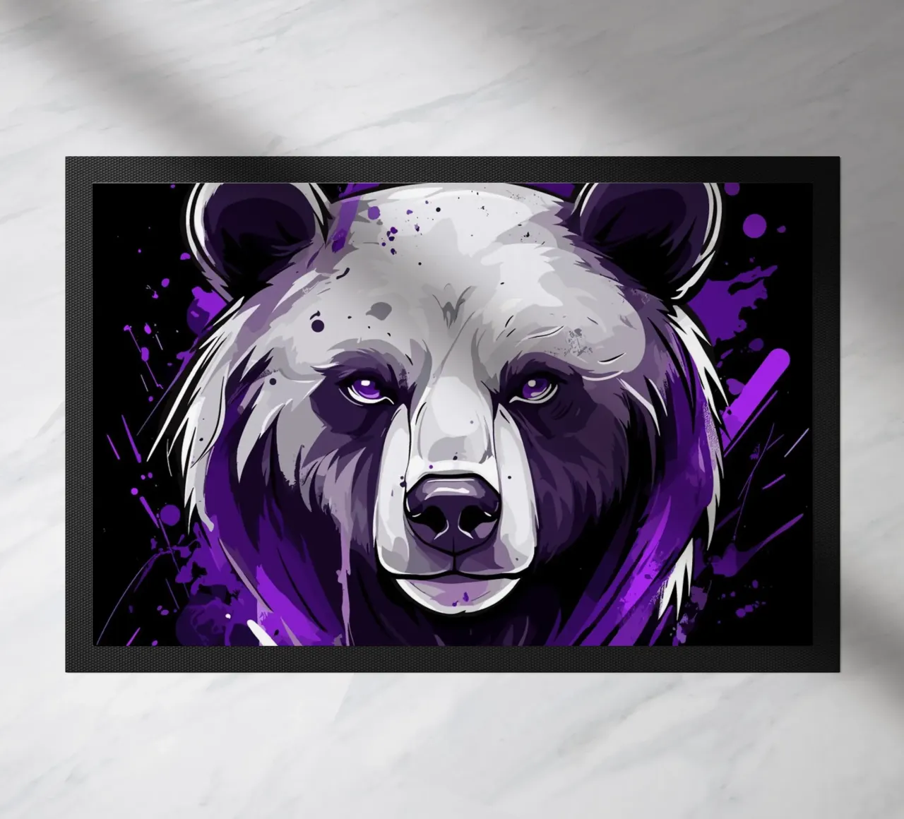 Testa di orso espressiva in stile graffiti zerbino da pixelbull - medieval art and more
