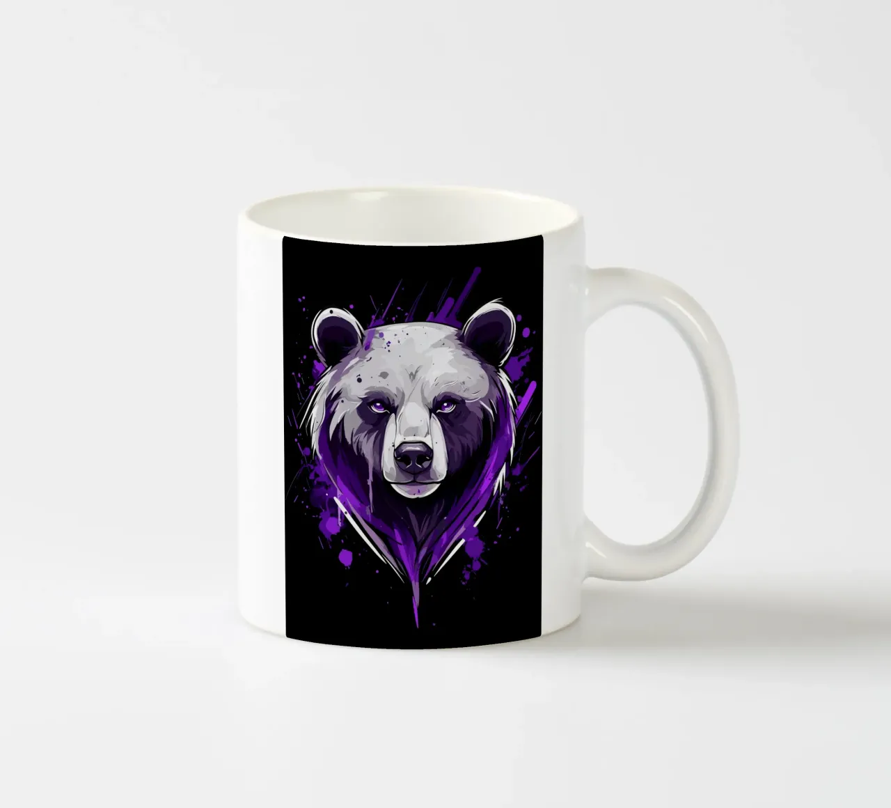 Testa di orso espressiva in stile graffiti tazza in ceramica da pixelbull - medieval art and more