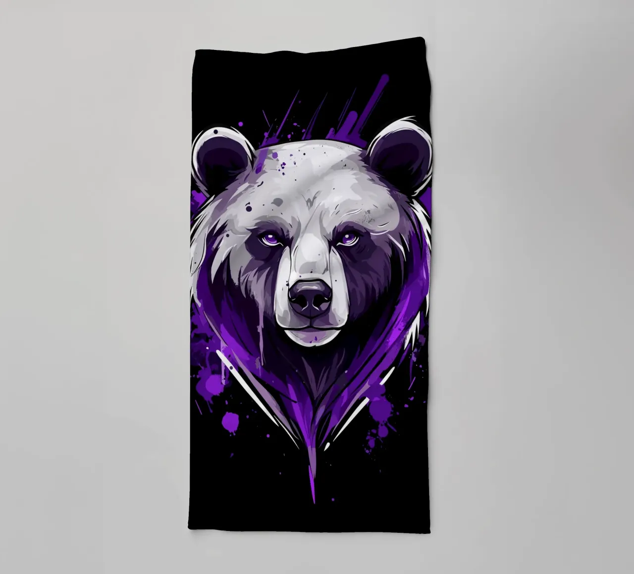 Testa di orso espressiva in stile graffiti asciugamano da bagno da pixelbull - medieval art and more