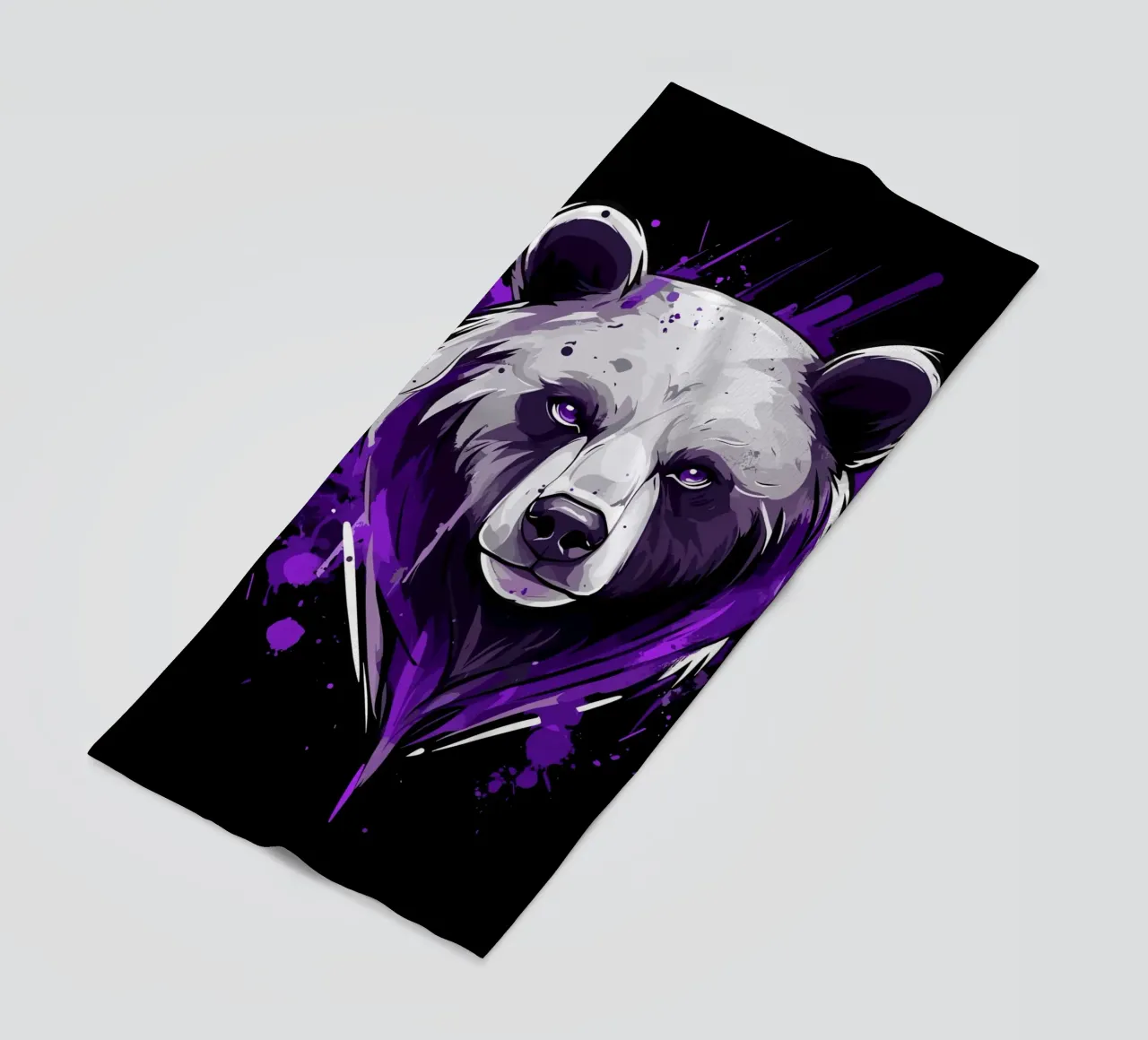Testa di orso espressiva in stile graffiti telo mare da pixelbull - medieval art and more