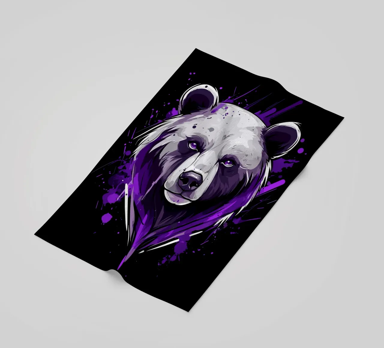 Testa di orso espressiva in stile graffiti telo mare da pixelbull - medieval art and more