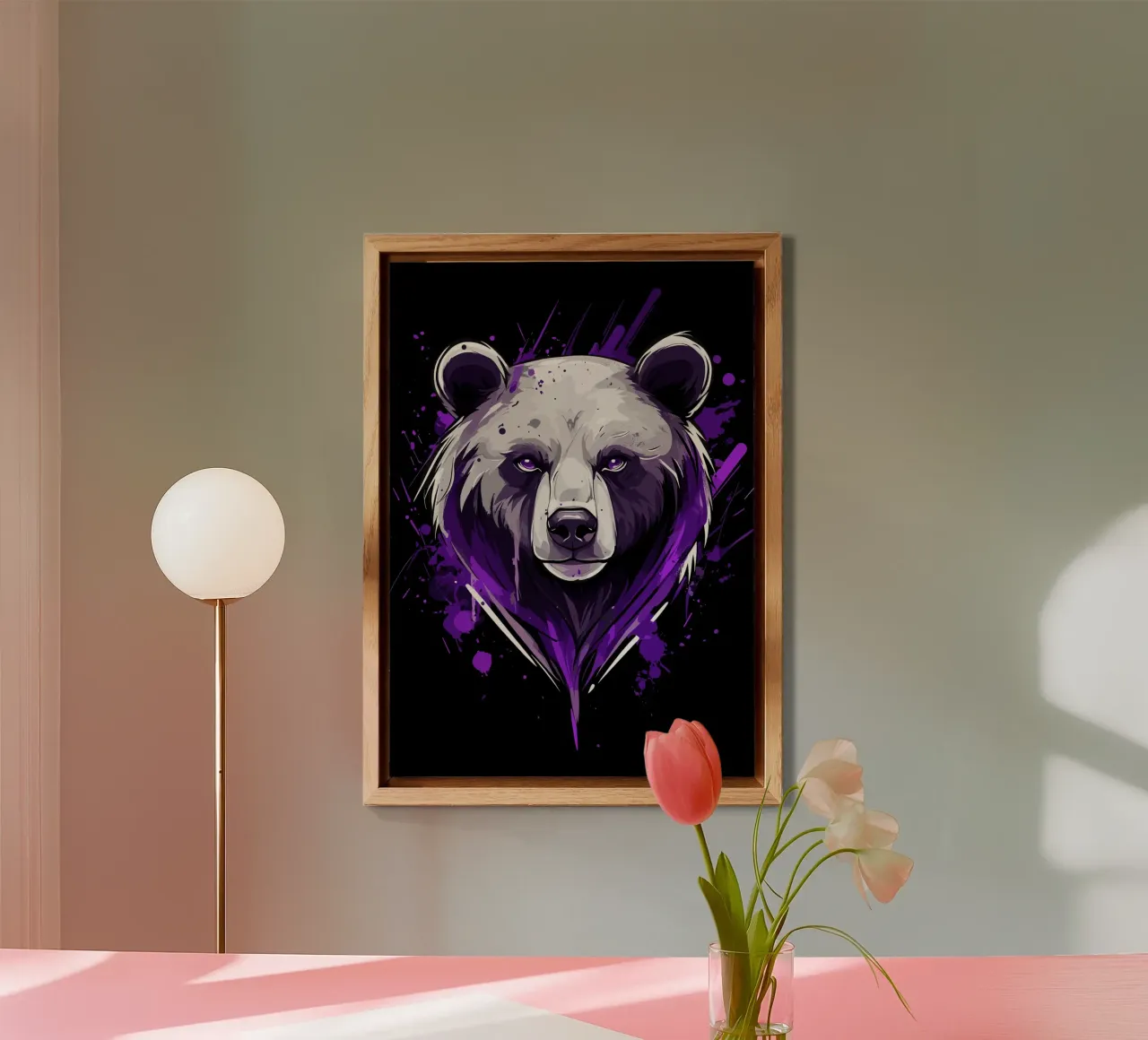 Testa di orso espressiva in stile graffiti alluminio dibond da pixelbull - medieval art and more