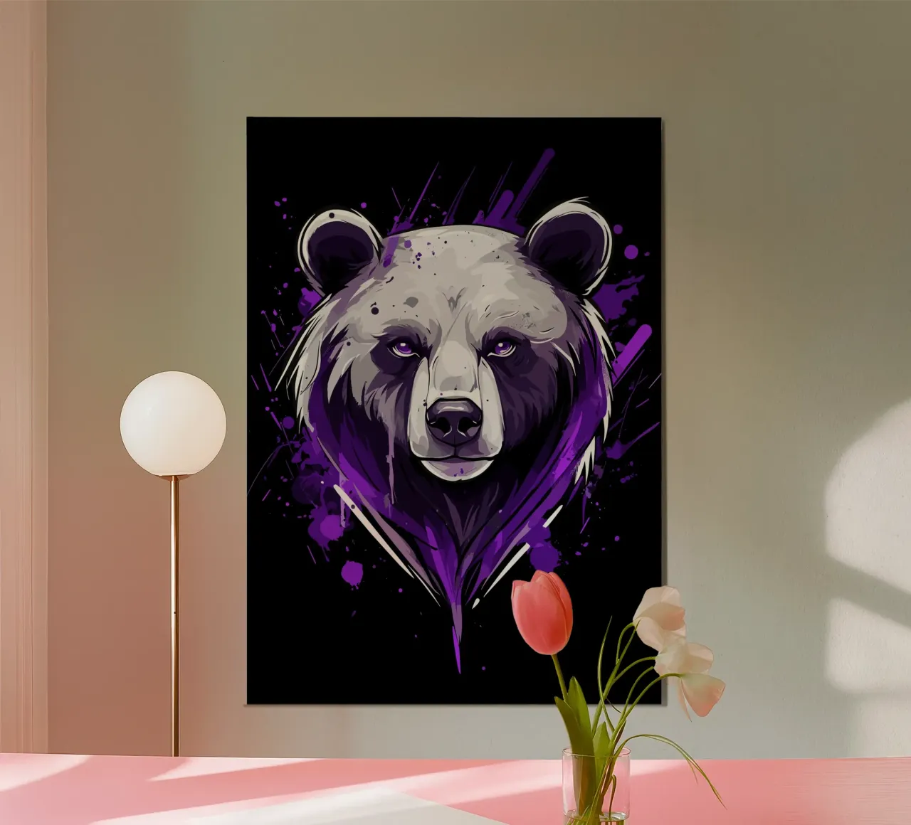 Testa di orso espressiva in stile graffiti alluminio dibond da pixelbull - medieval art and more