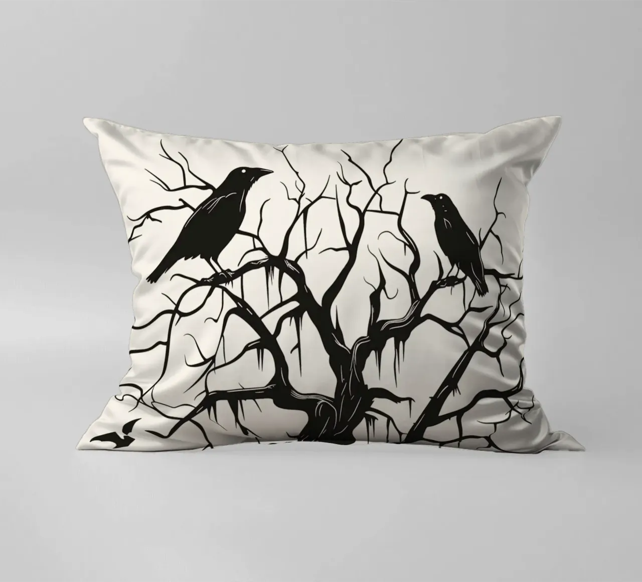 Albero mistico con corvi e lanterne cuscino da pixelbull - medieval art and more