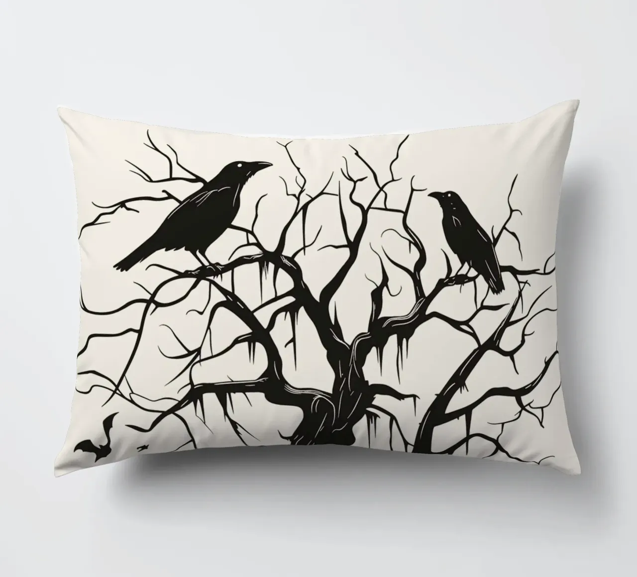Albero mistico con corvi e lanterne cuscino da pixelbull - medieval art and more