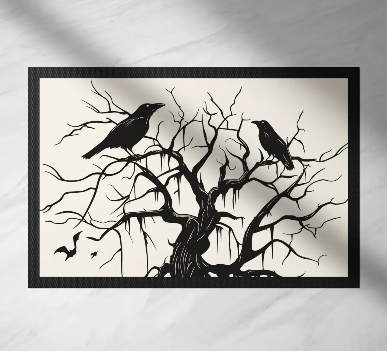 Albero mistico con corvi e lanterne zerbino da pixelbull - medieval art and more