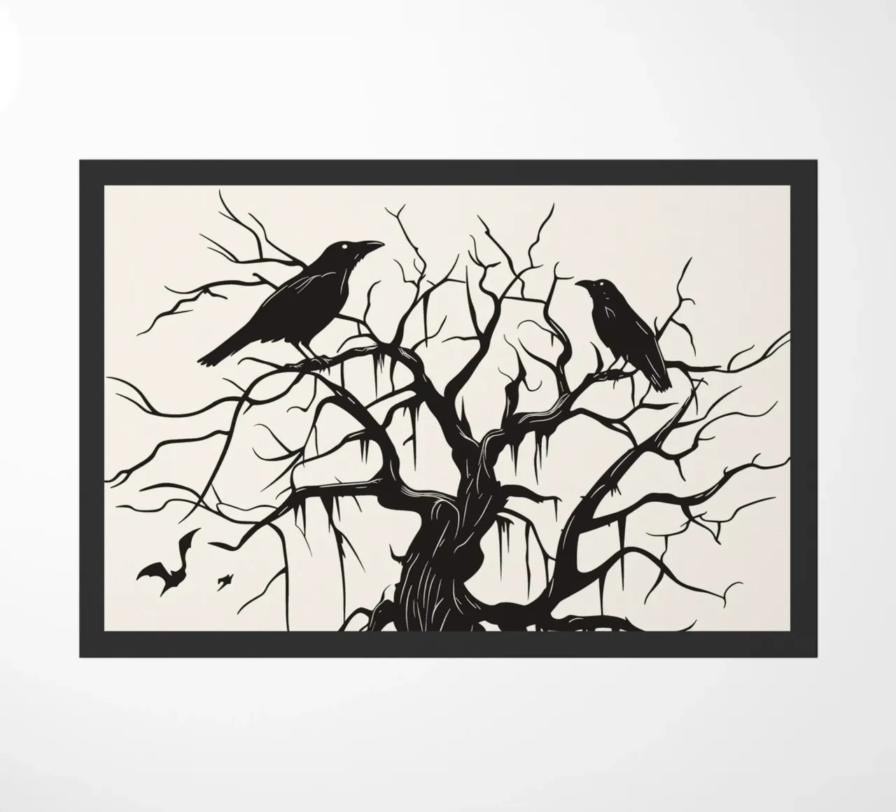 Albero mistico con corvi e lanterne zerbino da pixelbull - medieval art and more