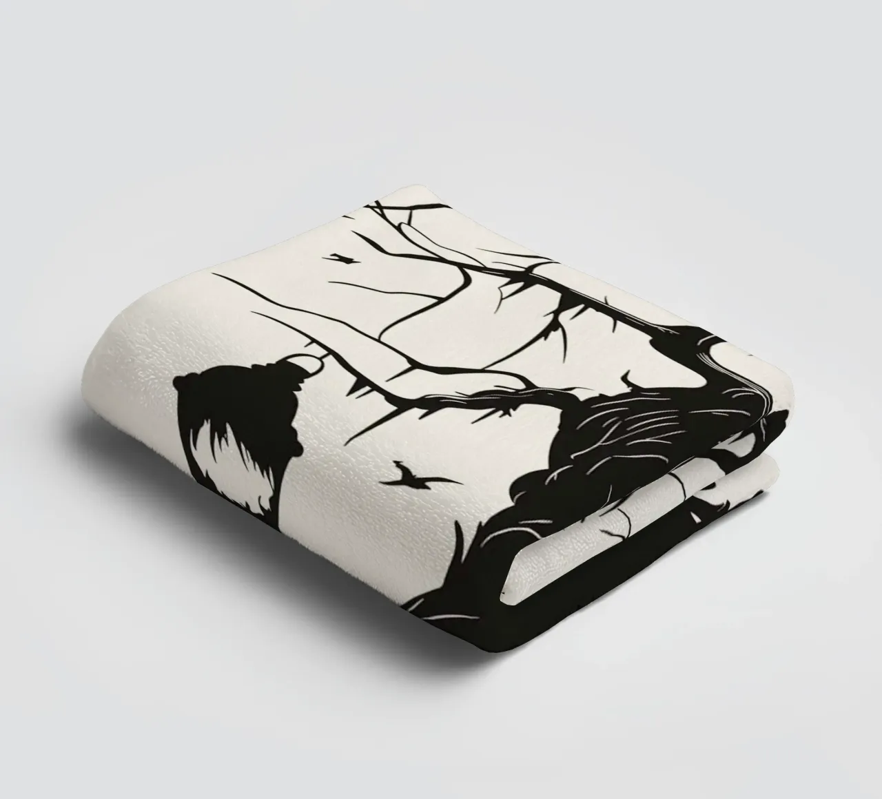 Mystical tree with ravens and lanterns towel by pixelbull - medieval art and more