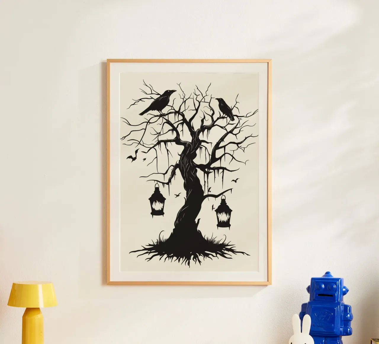 Albero mistico con corvi e lanterne carta hahnemühle da pixelbull - medieval art and more