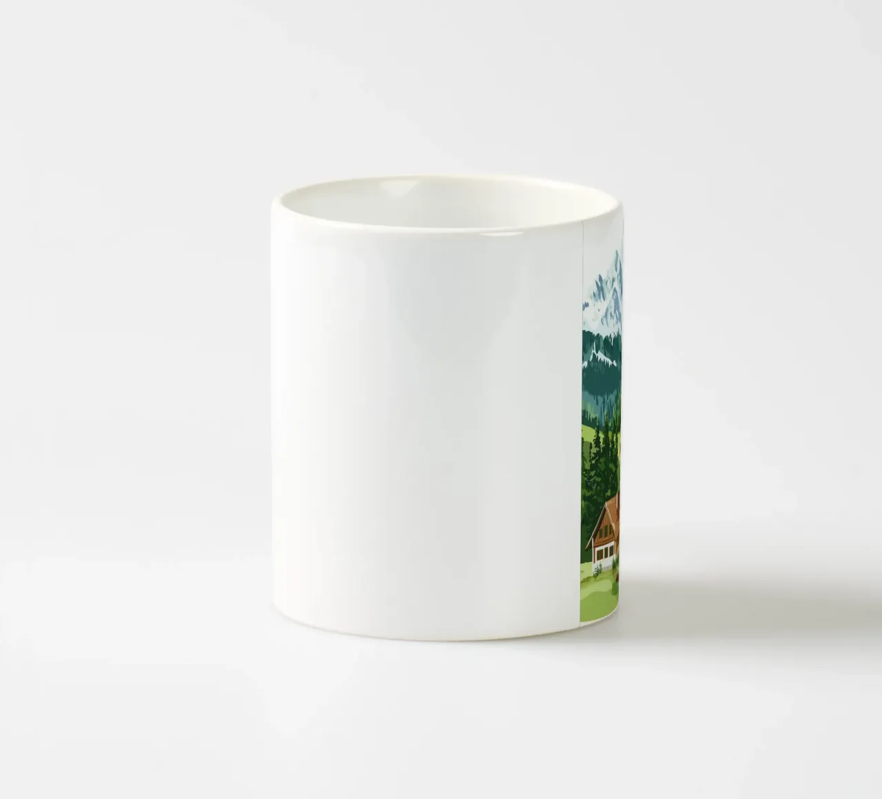 Idillio alpino con cascine e mucche tazza in ceramica da pixelbull - medieval art and more