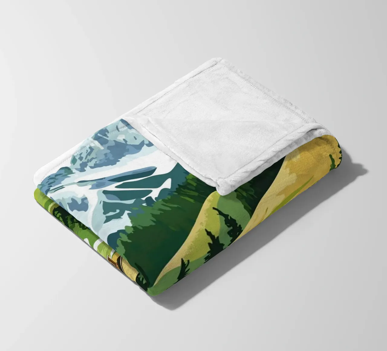 Idillio alpino con cascine e mucche coperta in pile da pixelbull - medieval art and more