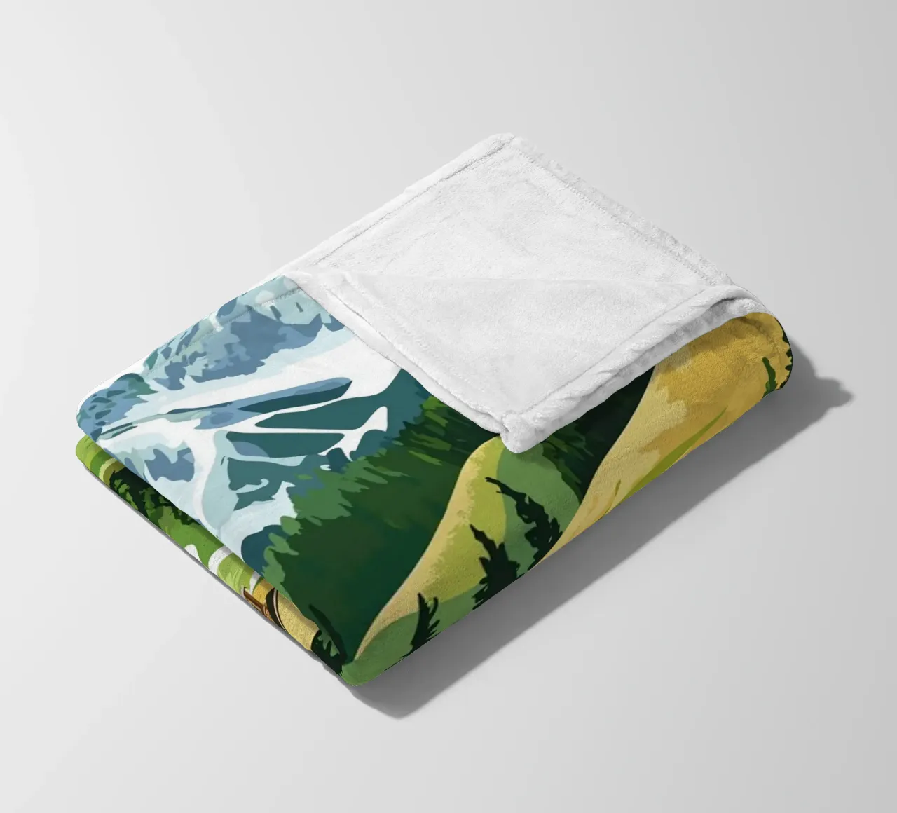 Idillio alpino con cascine e mucche coperta in pile da pixelbull - medieval art and more