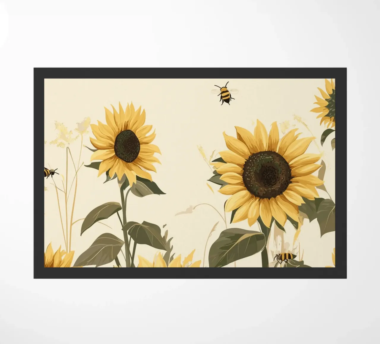 Campo di girasoli con api in volo zerbino da pixelbull - medieval art and more