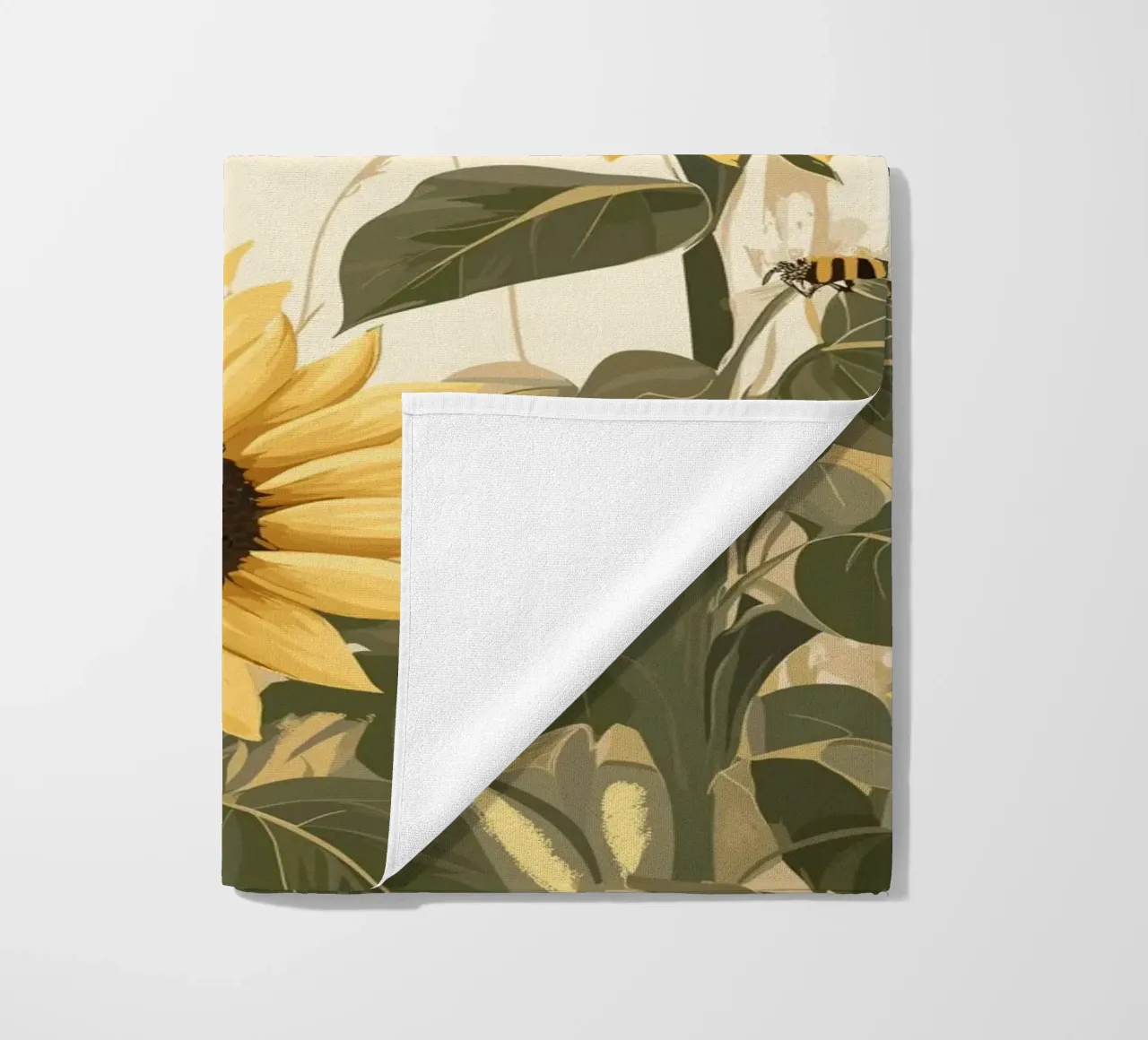 Campo di girasoli con api in volo telo mare da pixelbull - medieval art and more