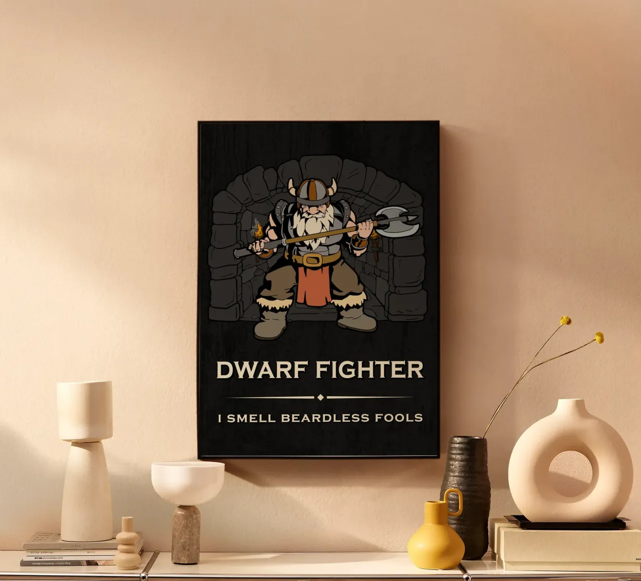 Dwarf warriors in a dark dungeon alu-dibond by pixelbull - medieval art and more