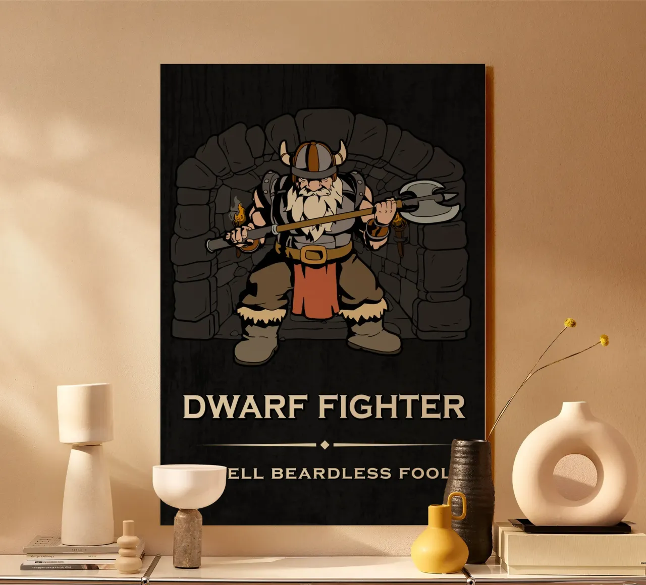 Dwarf warriors in a dark dungeon alu-dibond by pixelbull - medieval art and more