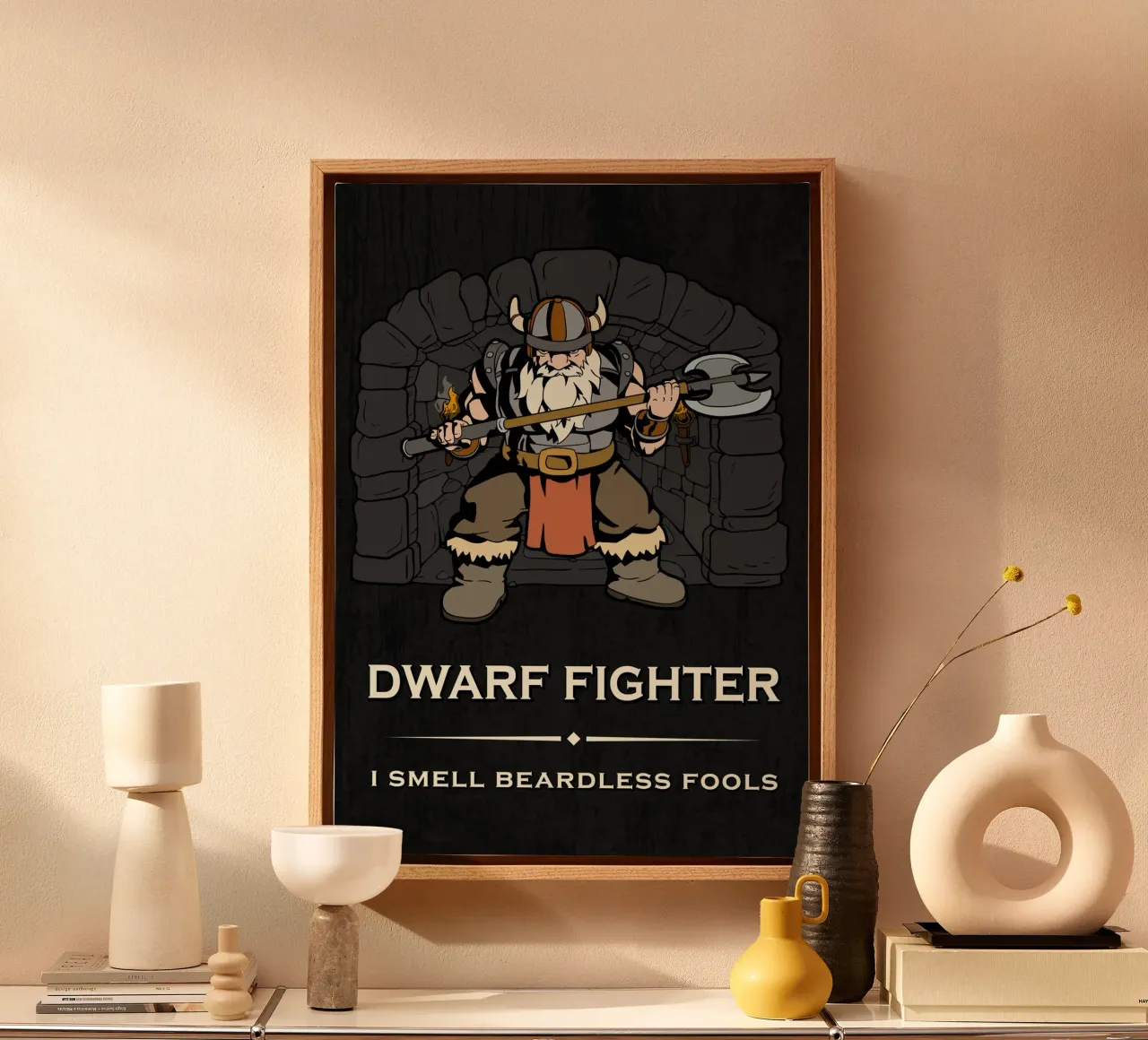 Dwarf warriors in a dark dungeon canvas by pixelbull - medieval art and more