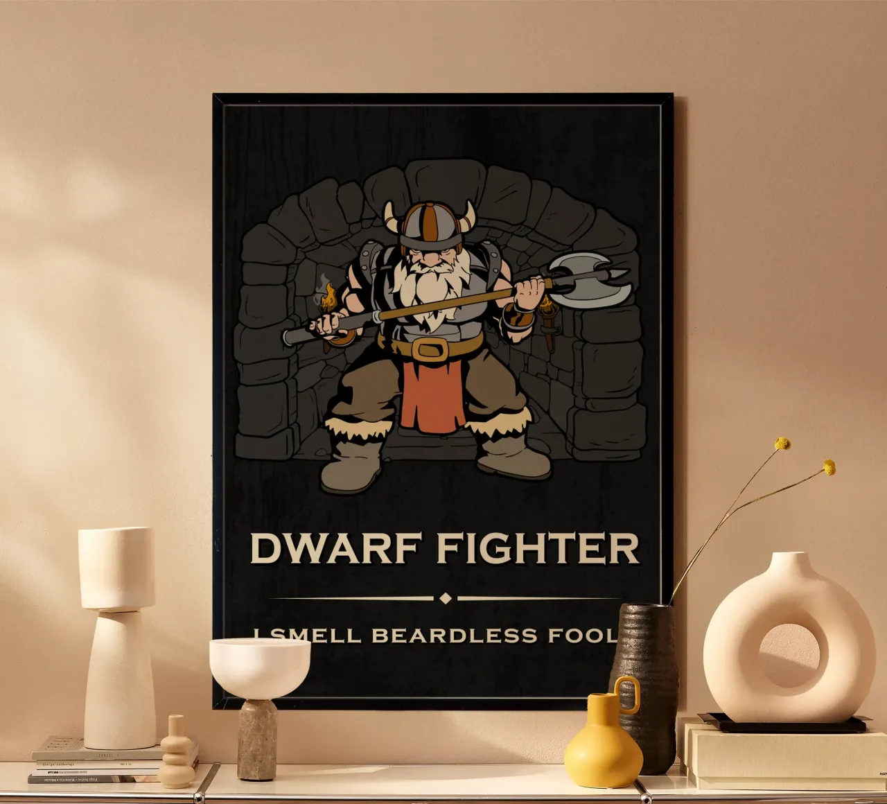 Dwarf warriors in a dark dungeon hahnemühle by pixelbull - medieval art and more