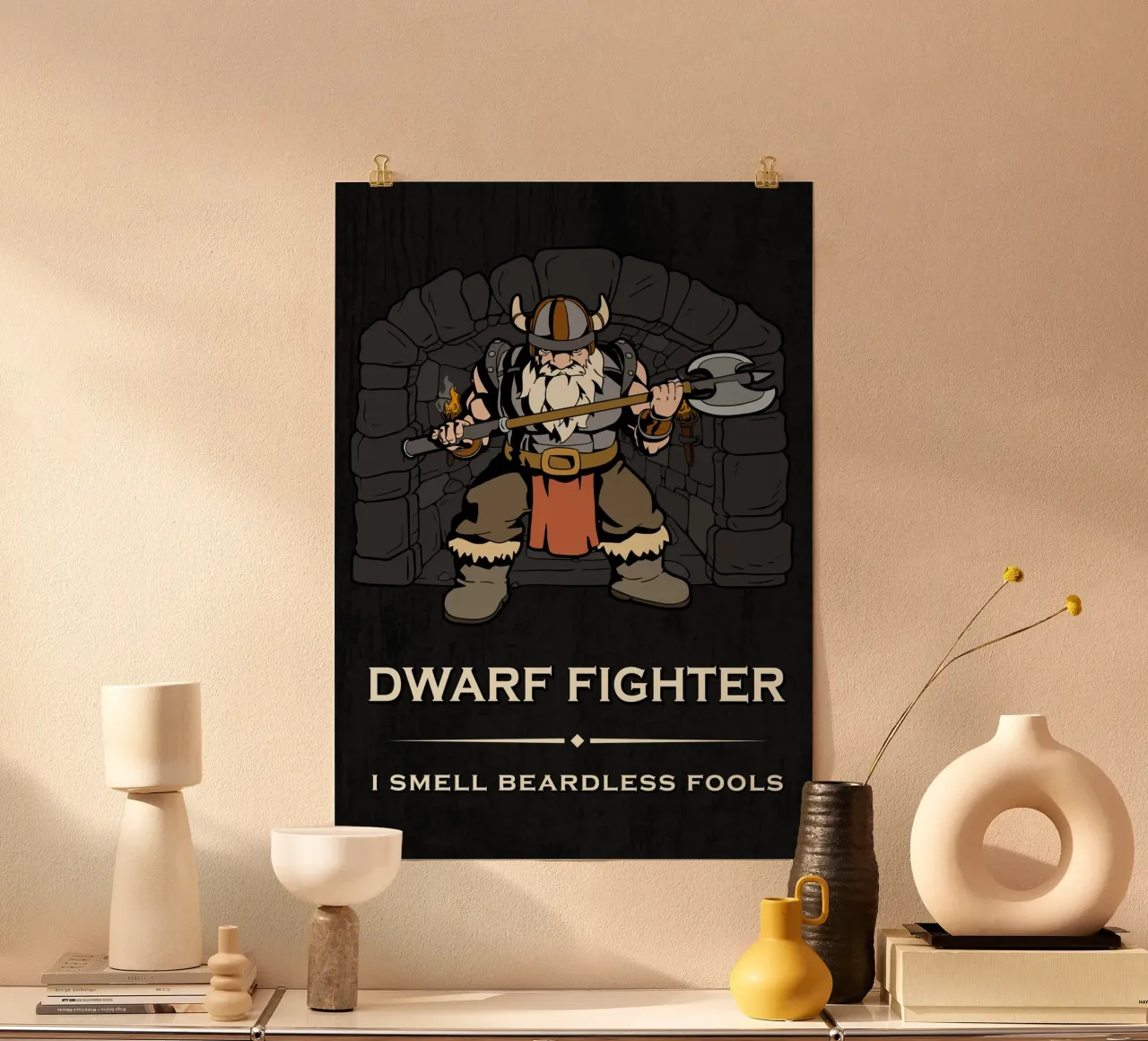 Dwarf warriors in a dark dungeon hahnemühle by pixelbull - medieval art and more