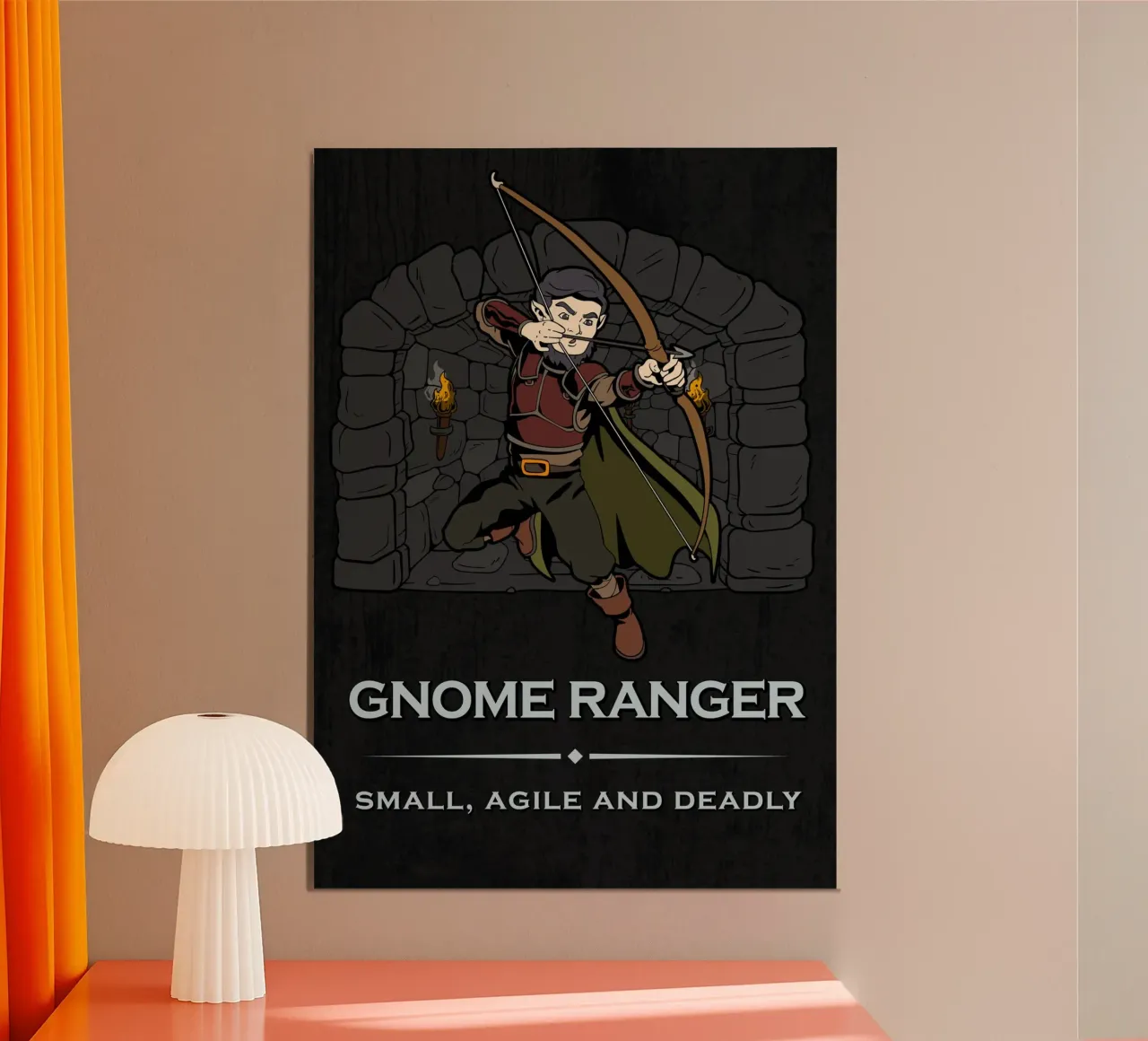 Kabouter Ranger Boogschutter in springaanval hahnemühle van pixelbull - medieval art and more