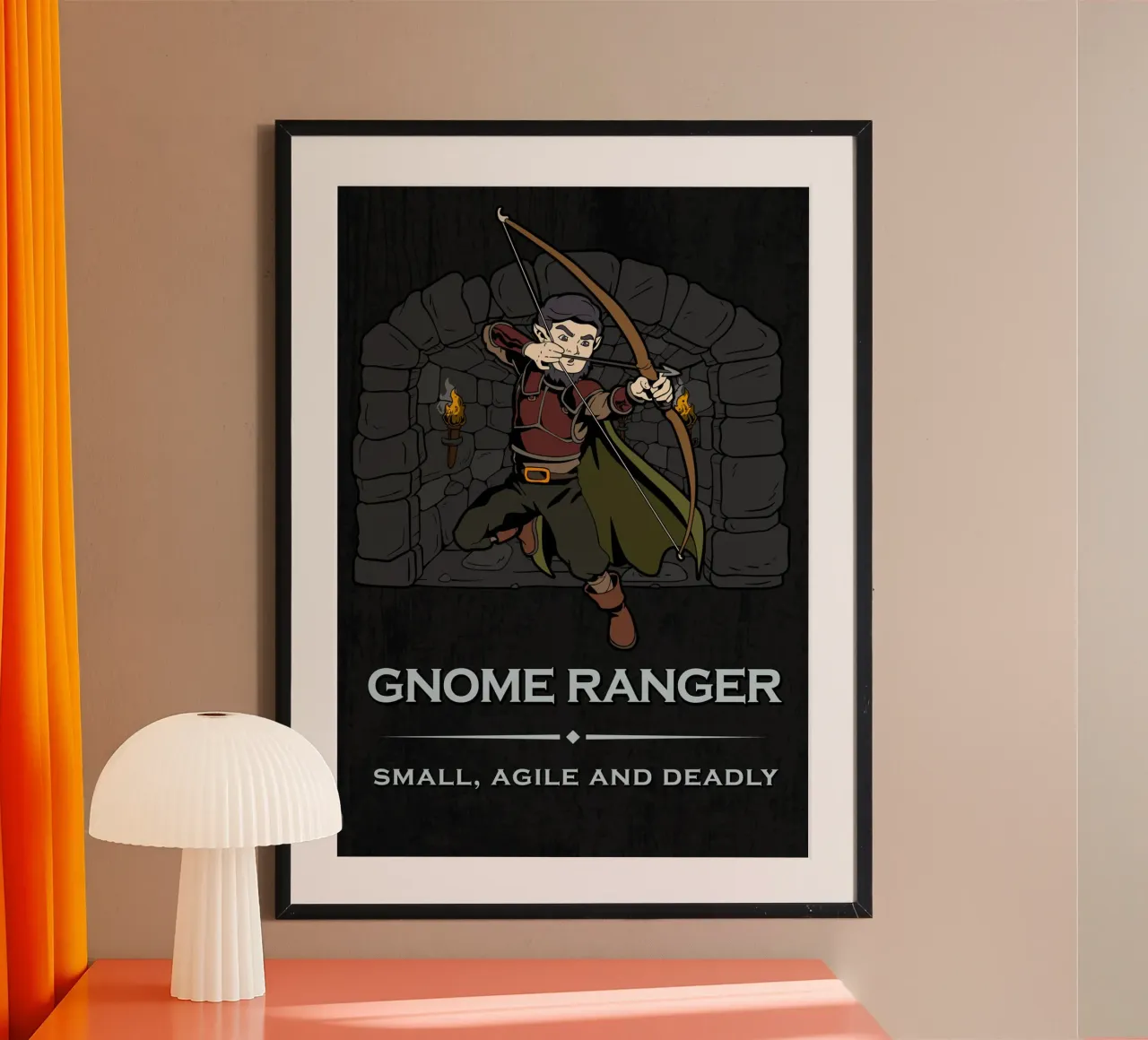 Kabouter Ranger Boogschutter in springaanval hahnemühle van pixelbull - medieval art and more