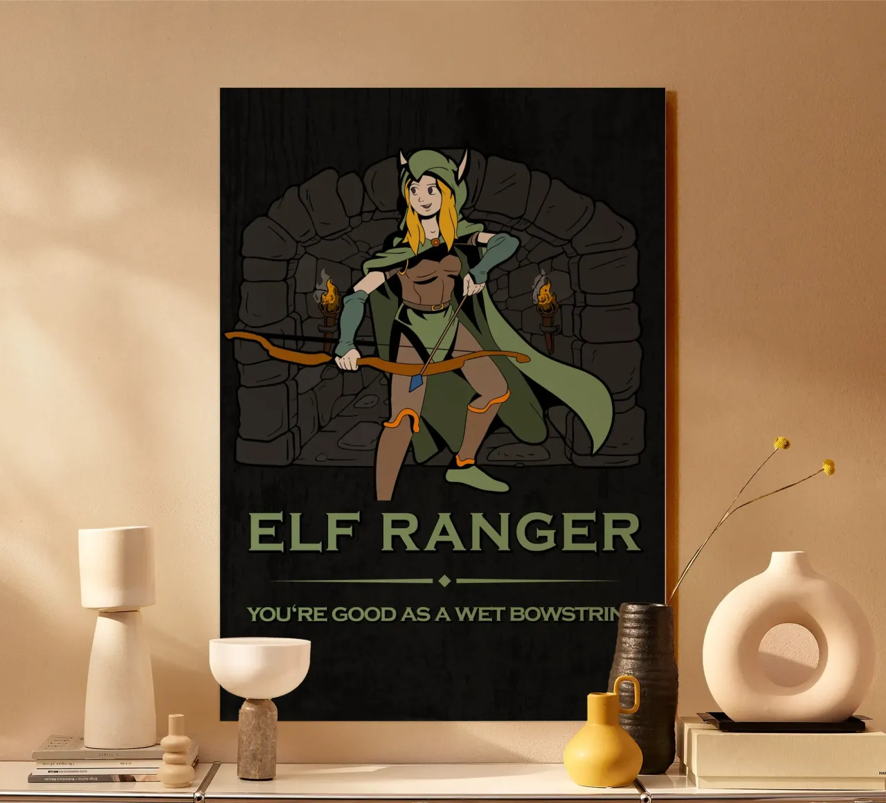 Ranger elfico con arco pronto plexiglass da pixelbull - medieval art and more