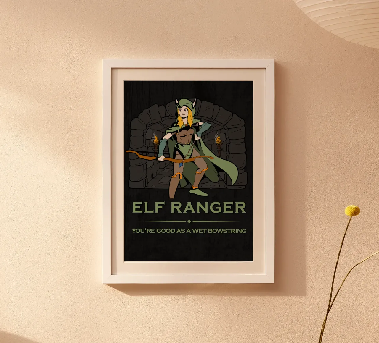Ranger elfico con arco pronto carta hahnemühle da pixelbull - medieval art and more