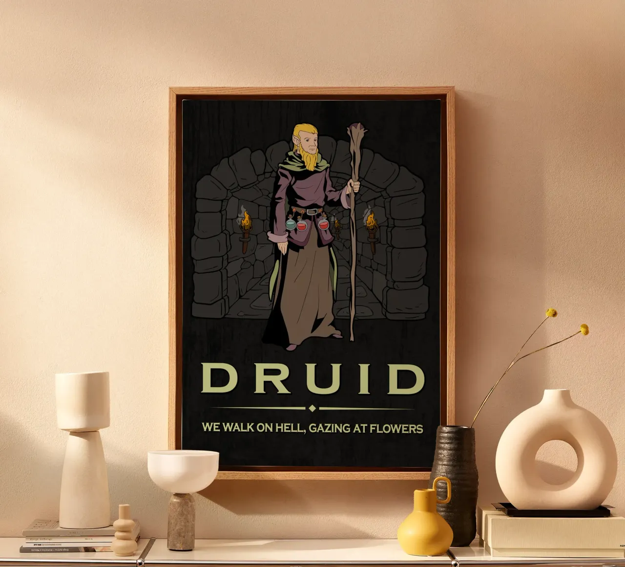 Druid Elf with a closeness to nature canvas by pixelbull - medieval art and more