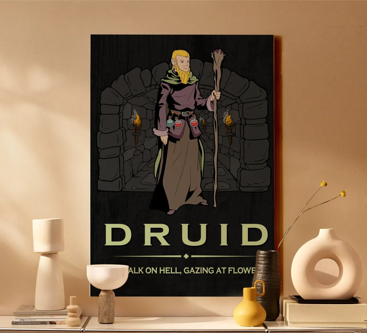 Druid Elf with a closeness to nature canvas by pixelbull - medieval art and more