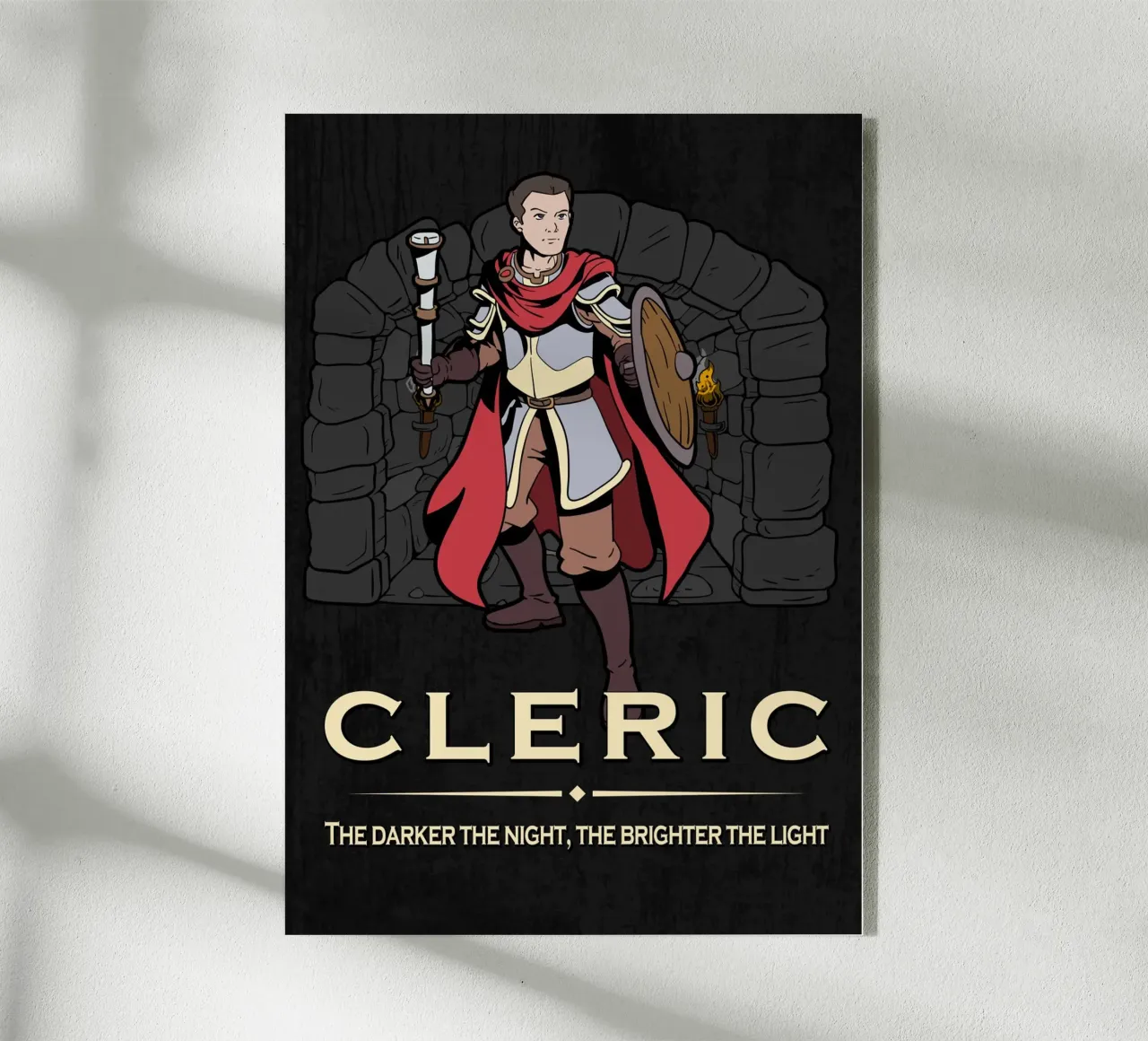 Chierico con mazza in un dungeon oscuro plexiglass da pixelbull - medieval art and more