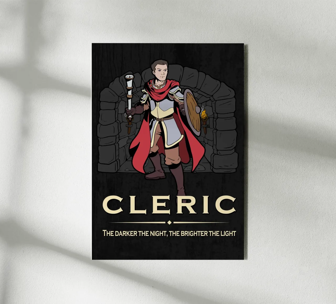 Chierico con mazza in un dungeon oscuro alluminio dibond da pixelbull - medieval art and more