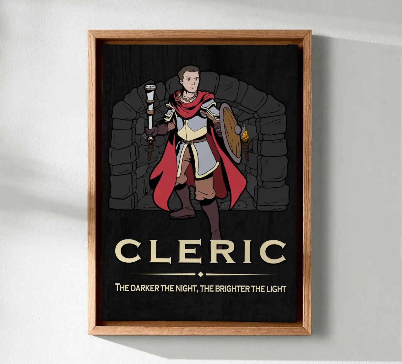Chierico con mazza in un dungeon oscuro tela da pixelbull - medieval art and more