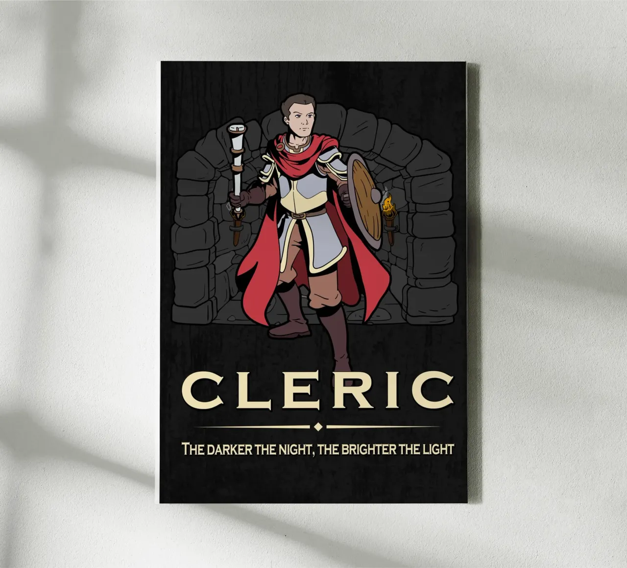 Chierico con mazza in un dungeon oscuro tela da pixelbull - medieval art and more
