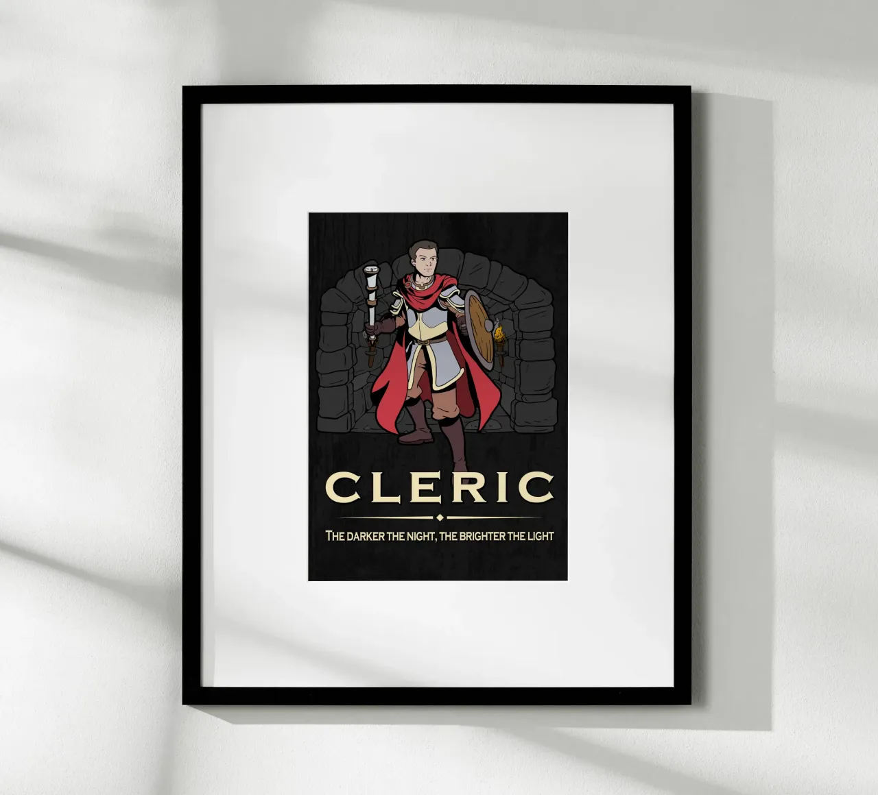 Chierico con mazza in un dungeon oscuro carta hahnemühle da pixelbull - medieval art and more