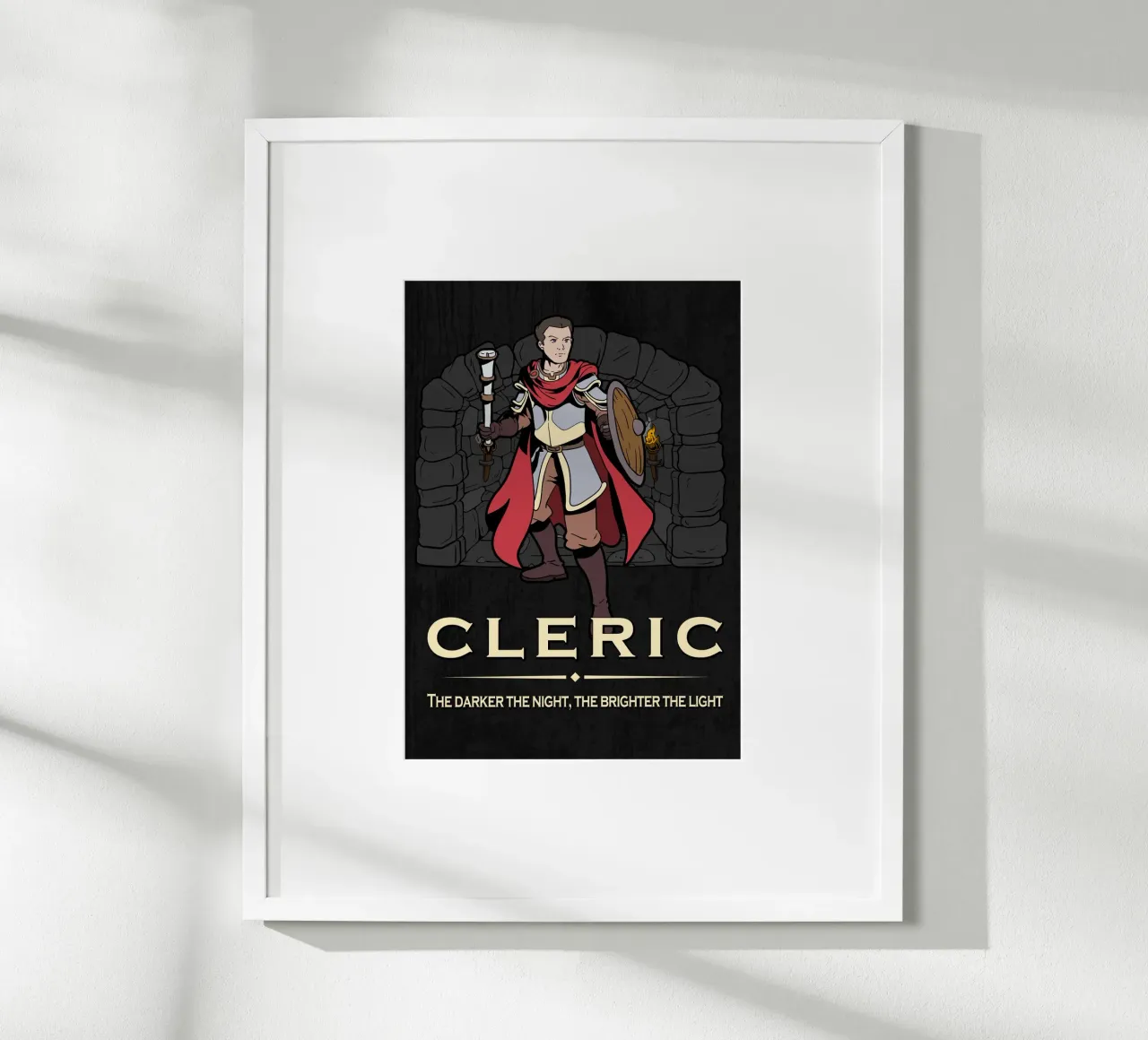 Chierico con mazza in un dungeon oscuro carta hahnemühle da pixelbull - medieval art and more