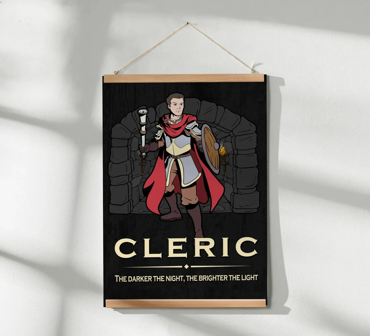 Chierico con mazza in un dungeon oscuro carta hahnemühle da pixelbull - medieval art and more