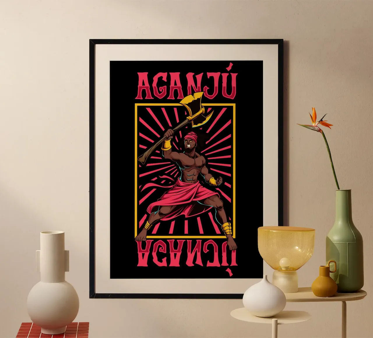 Aganjú - Dio guerriero del fuoco carta hahnemühle da pixelbull - medieval art and more