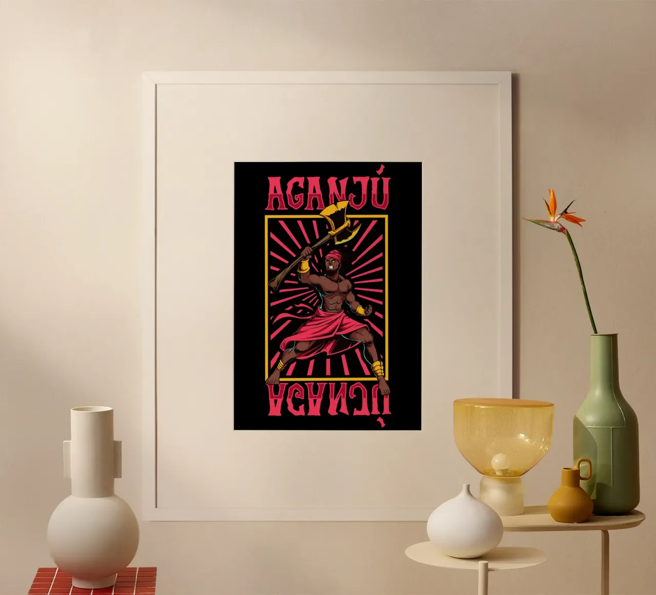 Aganjú - Dio guerriero del fuoco carta hahnemühle da pixelbull - medieval art and more