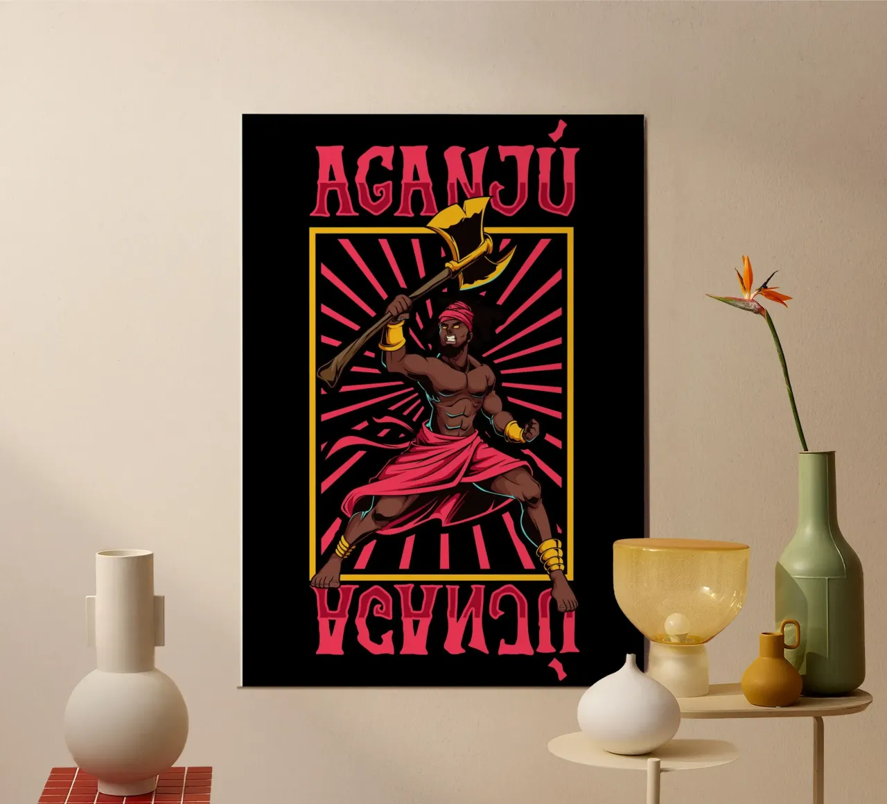 Aganjú - Dio guerriero del fuoco carta hahnemühle da pixelbull - medieval art and more