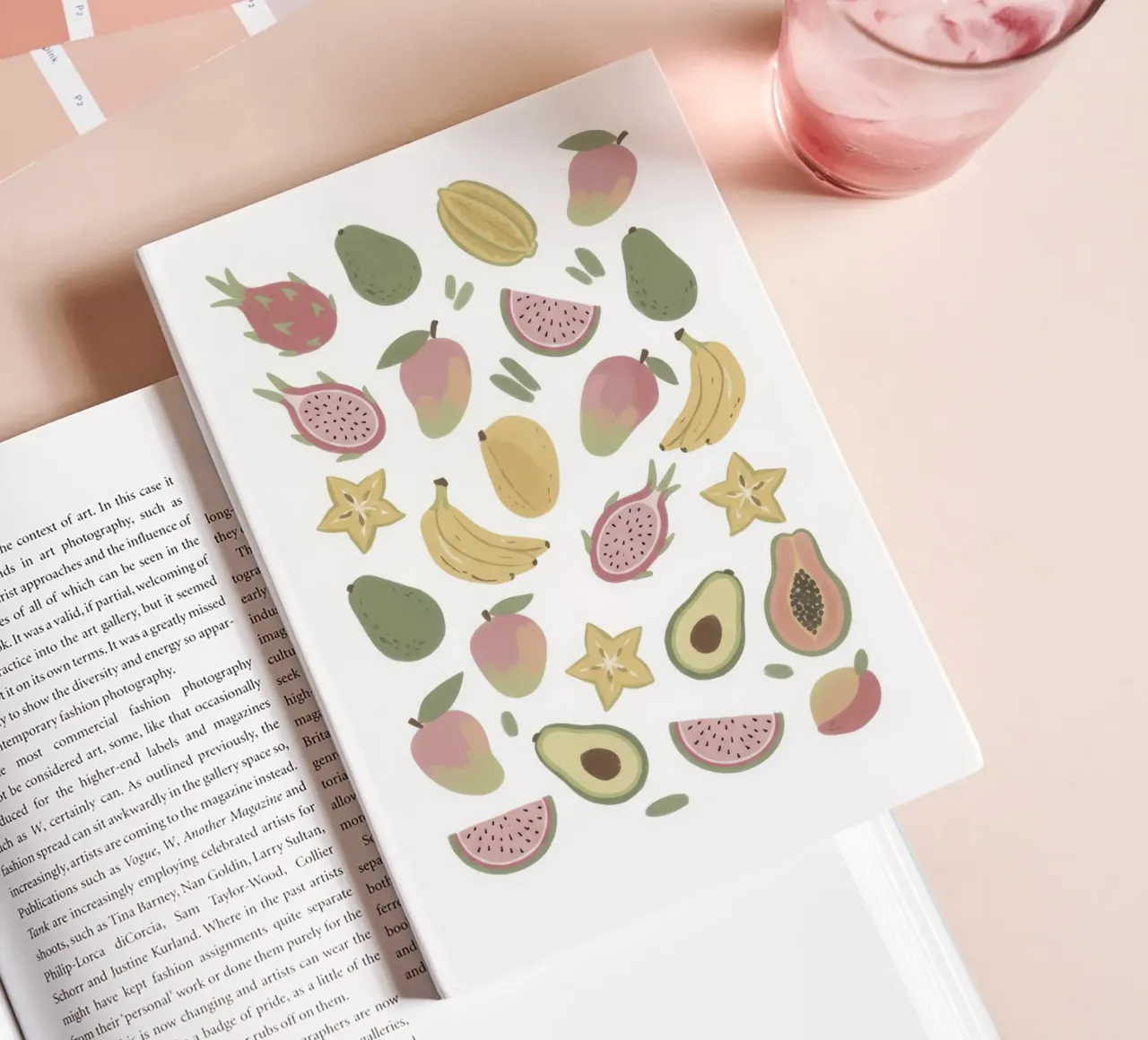 Abstract Tropical Fruit Pattern Art Print notebook by Melloi Art Print