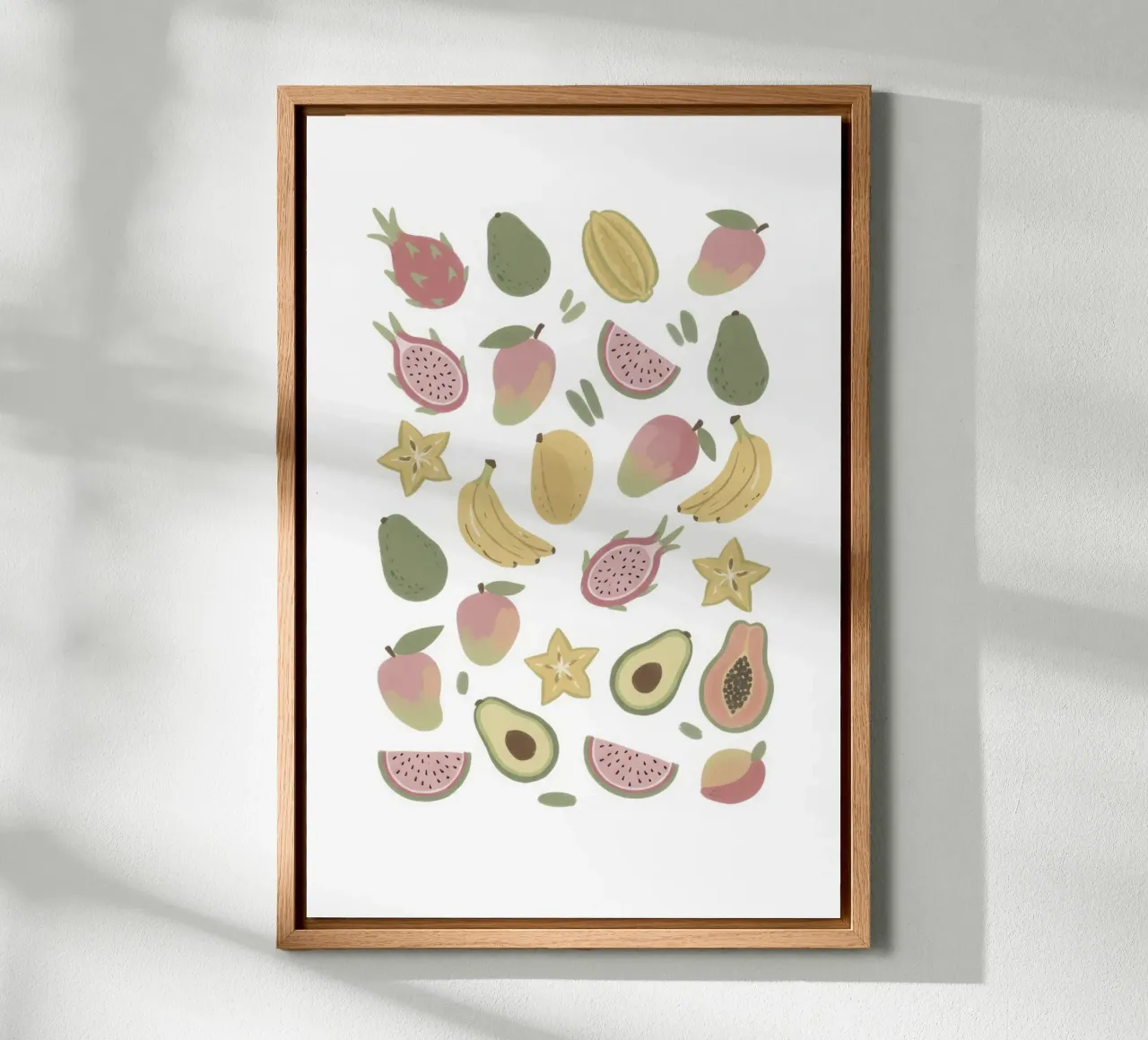 Abstract Tropical Fruit Pattern Art Print canvas by Melloi Art Print