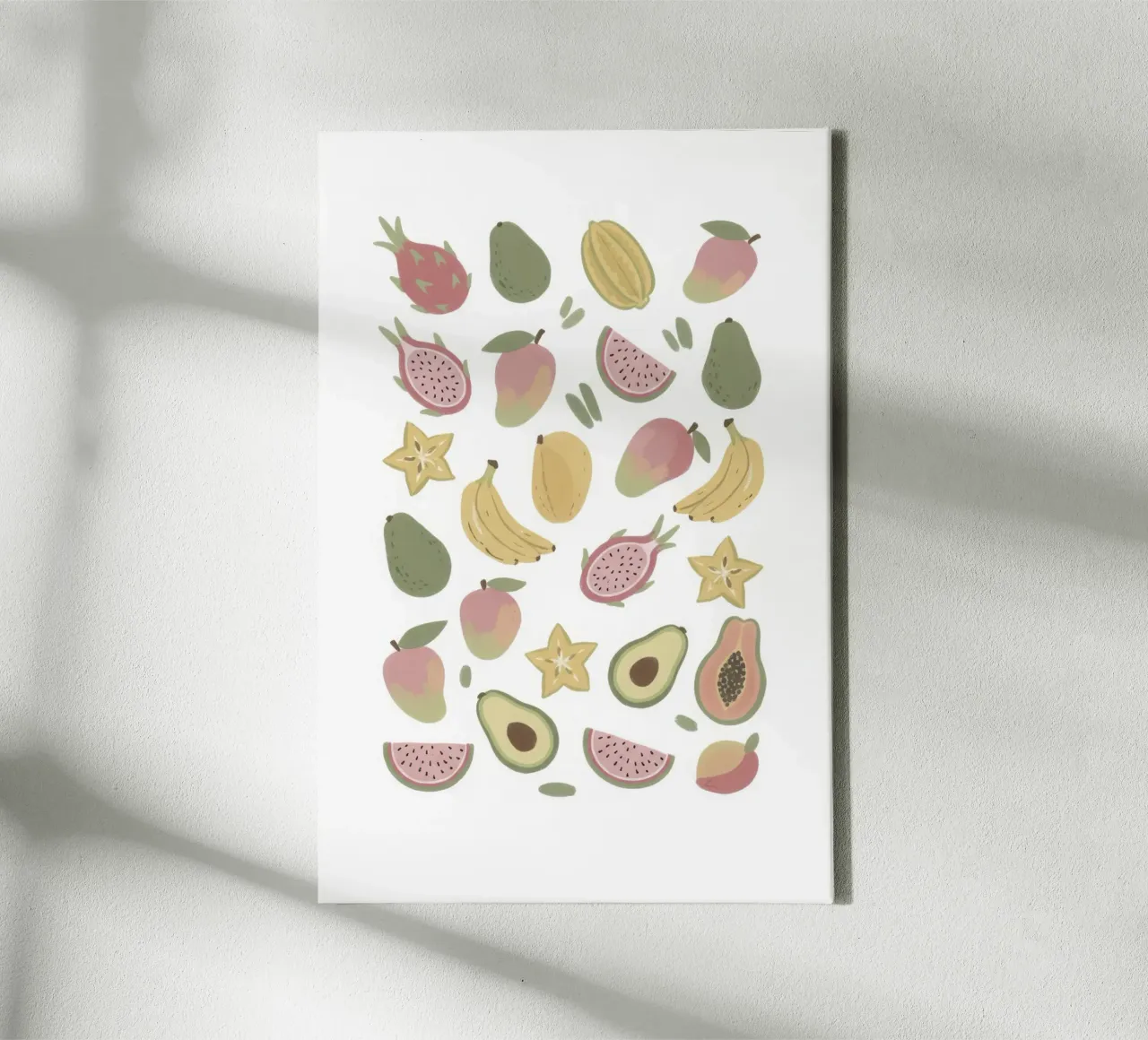 Abstract Tropical Fruit Pattern Art Print canvas by Melloi Art Print