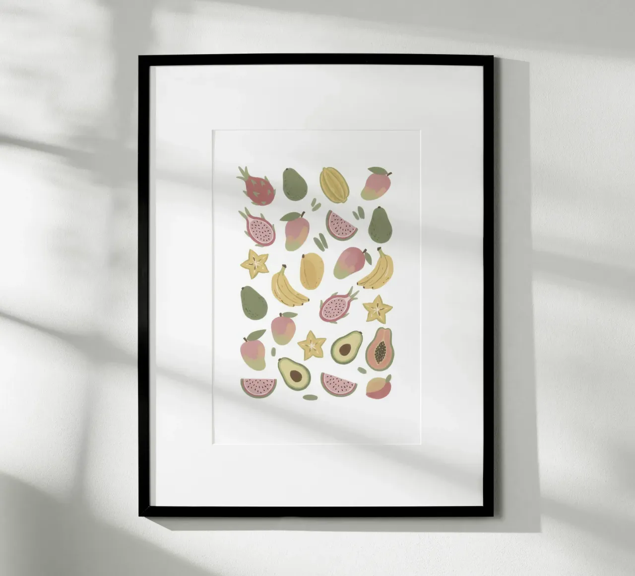 Abstract Tropical Fruit Pattern Art Print hahnemühle by Melloi Art Print