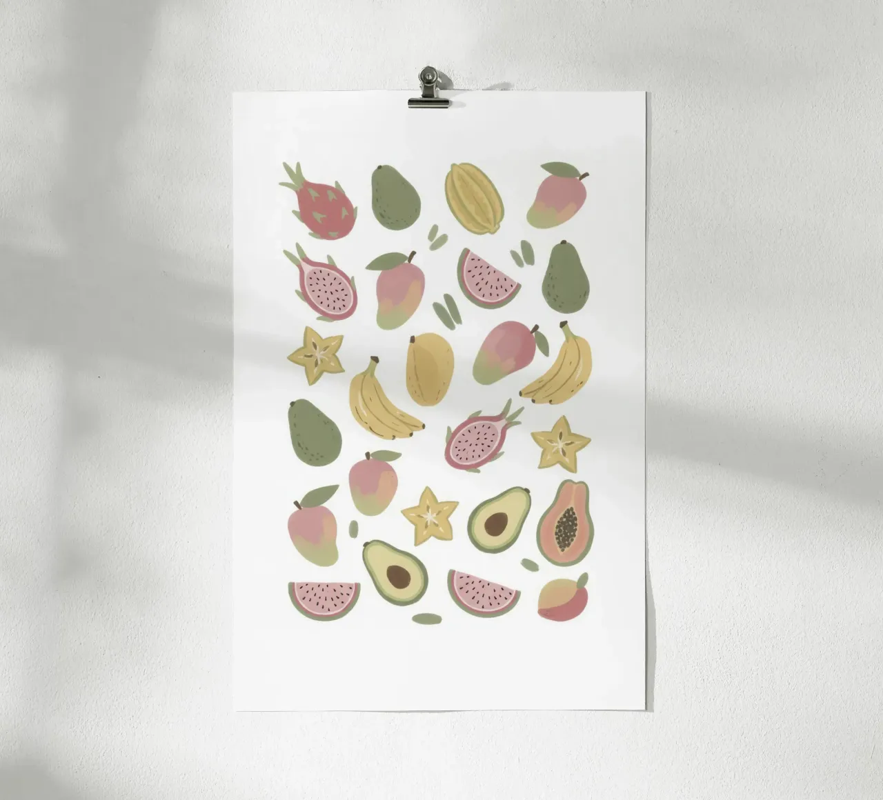 Abstract Tropical Fruit Pattern Art Print hahnemühle by Melloi Art Print
