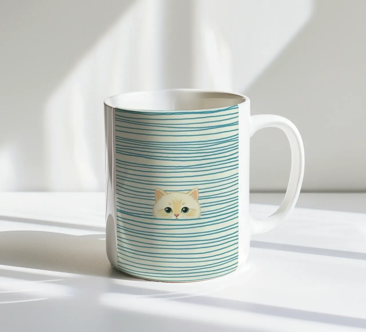 cat in striped line tazza in ceramica da beney